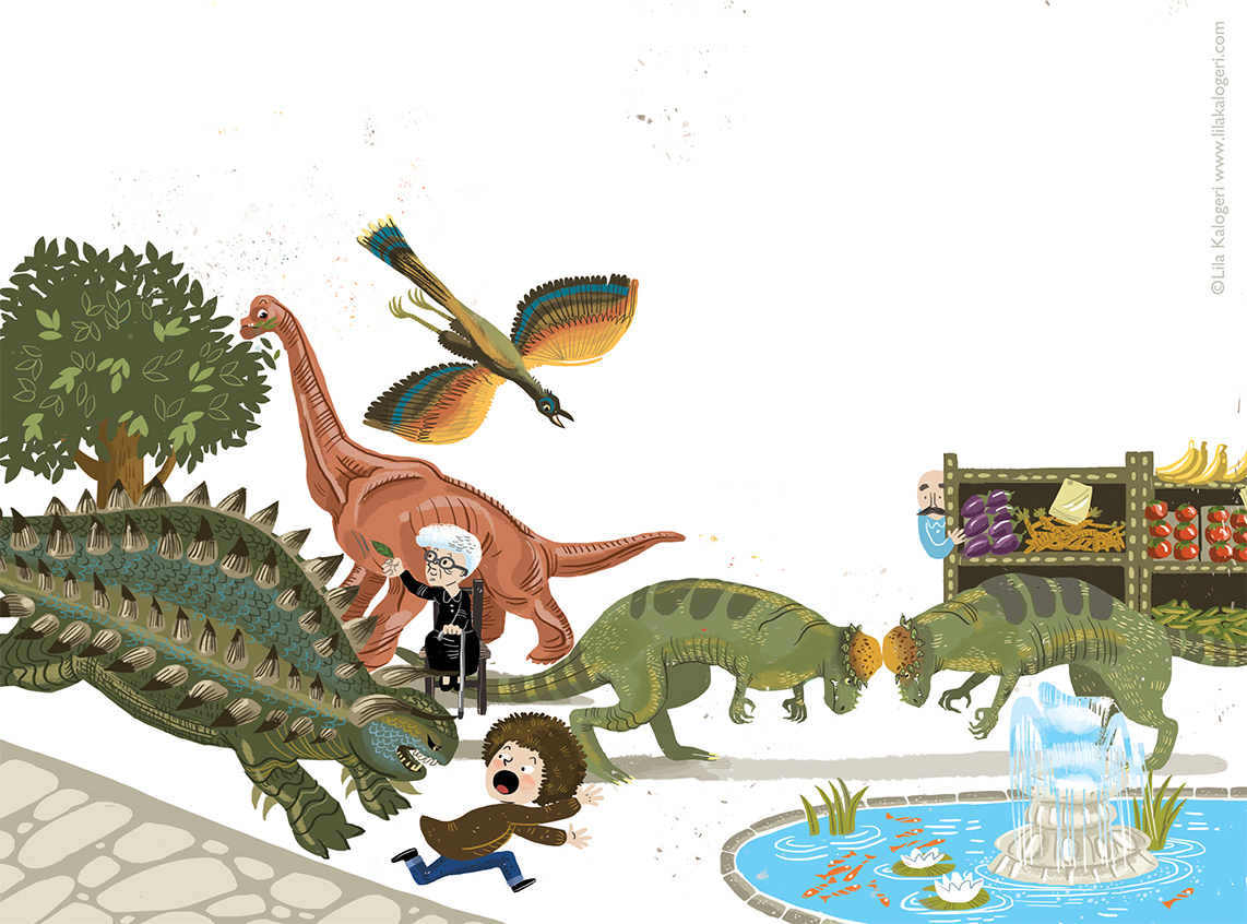 illustration colors kids dinosaurs park