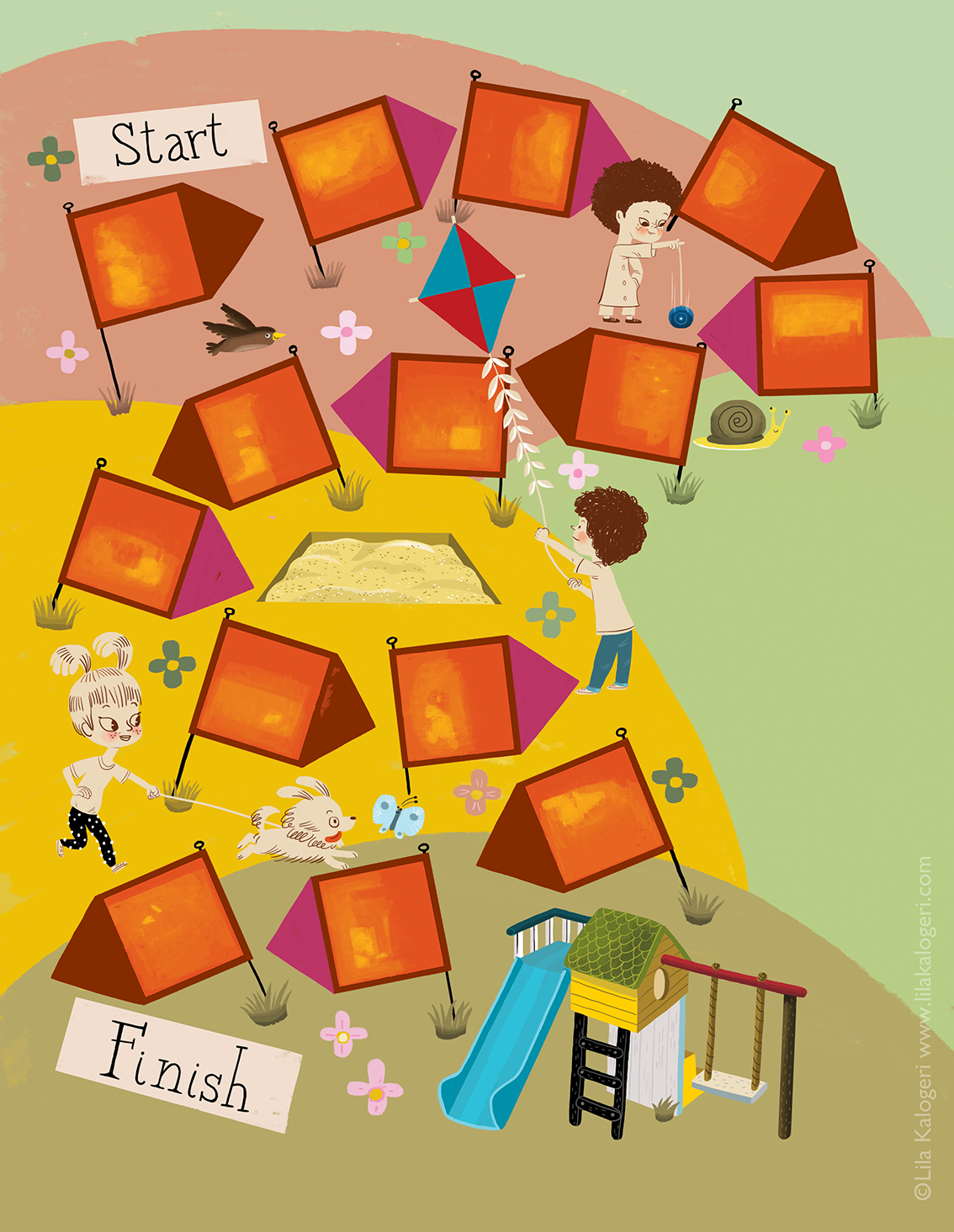 board game play ground park illo