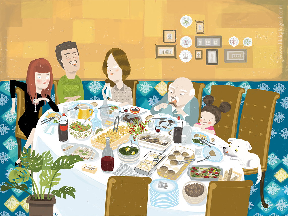 dad my dad illustration kid family dinner inlaws